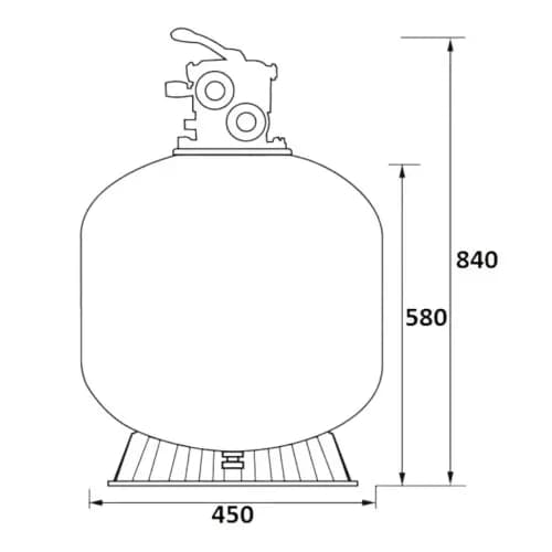 Фильтр 8м3/ч Jazzi T-Series 450мм мотаный c верхним вентилем 1 1/2" (040118)