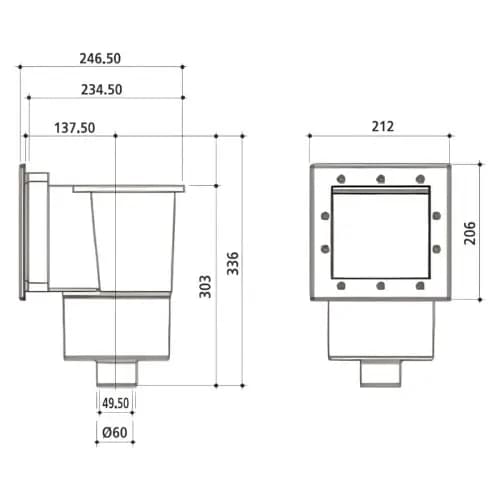 Скиммер Gemas MINI 186х180мм 1 1/2" ВР (универсал) (04213)