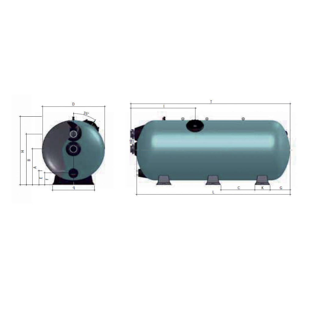 Фильтр TURBIDRON HORISONTAL ⌀ = 2500 мм, Длина = 5000 мм